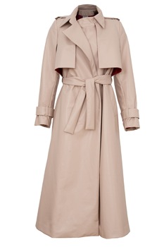 Pardesiu midi realizat din latex nude cu epoleti si volum pentru un aspect relaxat Pardesiu midi realizat din latex nude cu epoleti si volum pentru un aspect relaxat