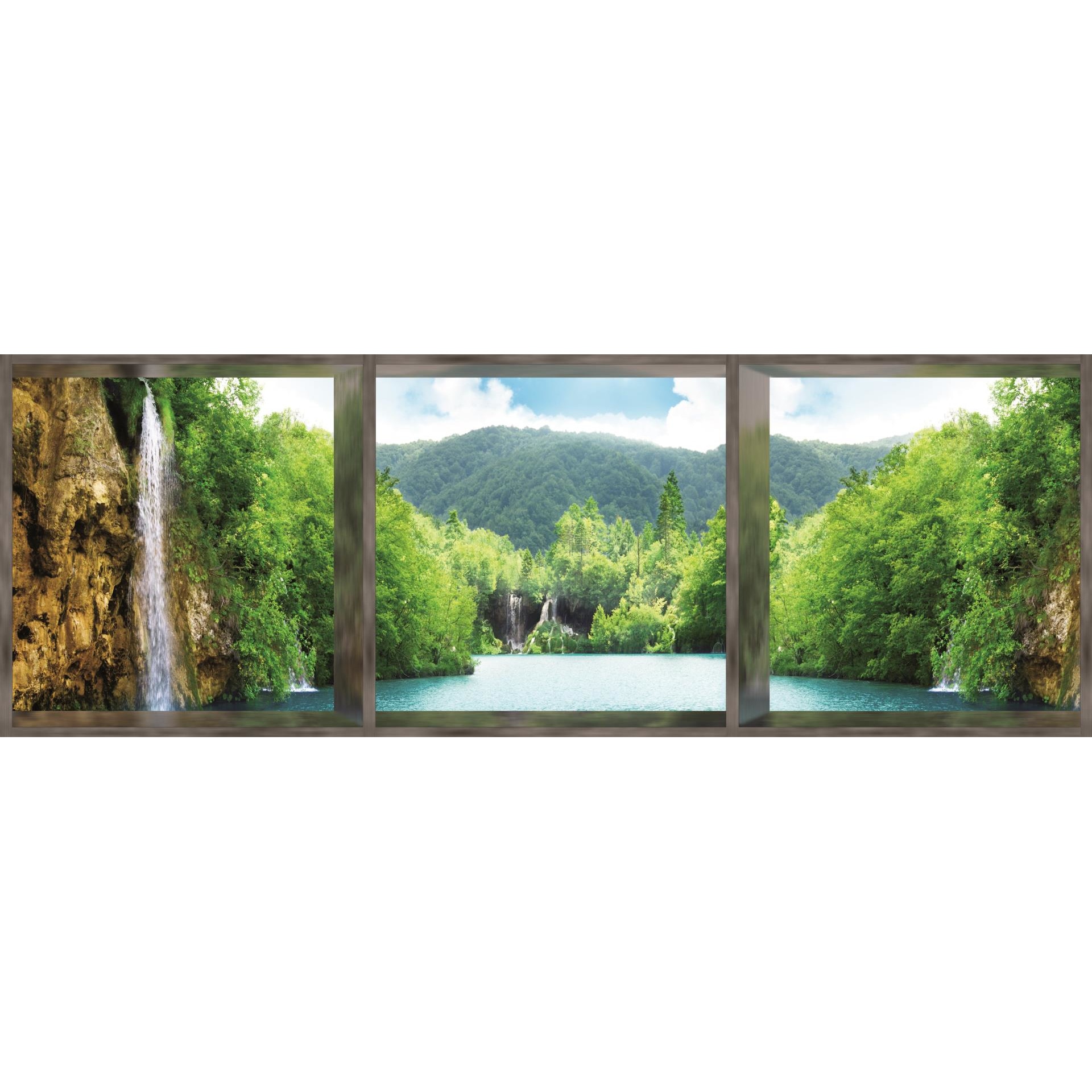 Fototapet DEGRETS 83715 Cascada langa lac 3D panorama 4XL 254x832cm Vlies