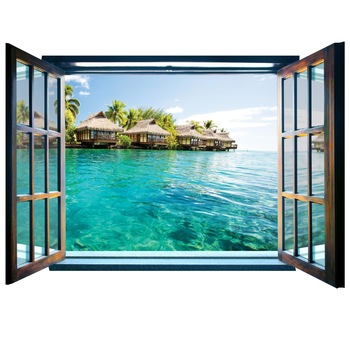 Fototapet DEGRETS 83726 Caraibe 3D fereastra 145x201cm Vlies Fototapet DEGRETS 83726 Caraibe 3D fereastra 145x201cm Vlies