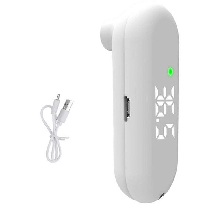 Érintésmentes infravörös hőmérő ECJ-18574, homlokra és fülbe, 1 másodperces mérés, 32–42.9°C tartomány (riasztás 37.5°C), USB kábel mellékelve, fehér