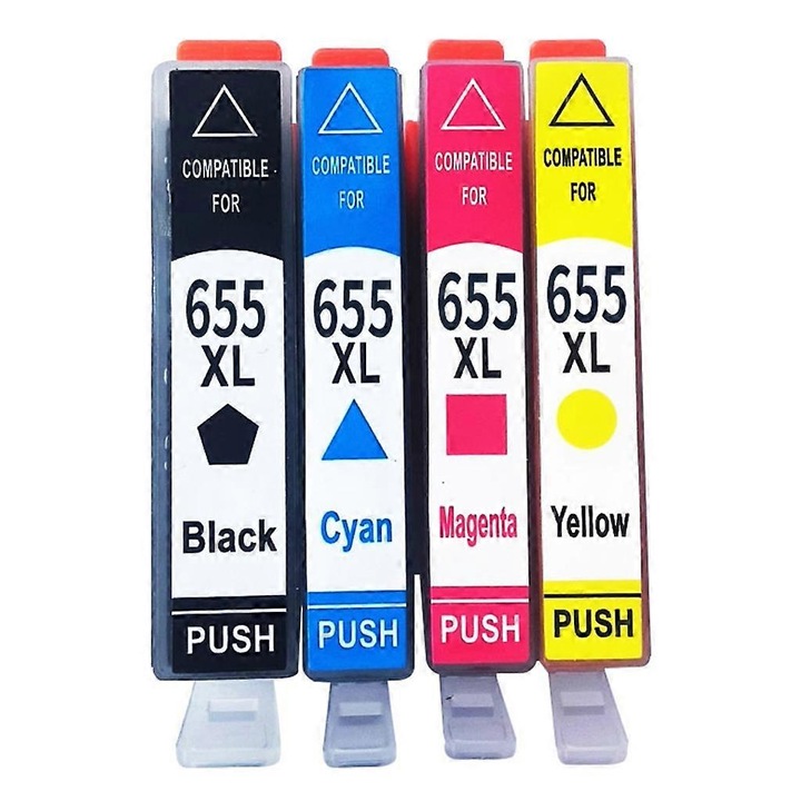 4 db kompatibilis 655/655XL tintapatron készlet, chippel, fekete/cián/magenta/sárga, fekete 22.5 ml / cián-magenta-sárga 16 ml, HP Deskjet 3525/5525/4615/4625/4525/6520 készülékekhez, ECJ-24644