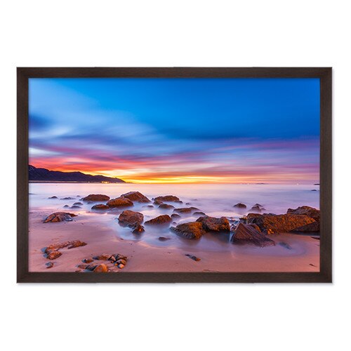 Tablou Inramat - Peisaj, Natura, Mare, Plaja, Rasarit, Vara, Pietre, Rama Wenge, 60 x 90 cm