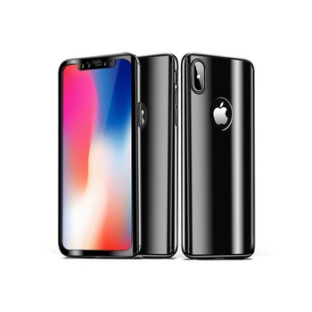 Husa Full Body 360 Ceramic, Apple iPhone X, Glossy Black, Fata-Spate, Negru lucios Husa Full Body 360 Ceramic, Apple iPhone X, Glossy Black, Fata-Spate, Negru lucios