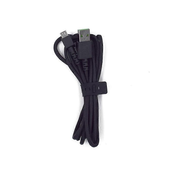 USB kábel egérhez, kompatibilis Razer Viper Ultimate/Basilisk Ultimate/Naga Pro/DeathAdder V2 Pro modellekkel, micro-USB-ről USB-A-ra fonott, fekete, 2 m, ECJ-27407