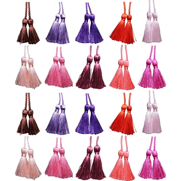 Snururi cu ciucuri pentru draperii ZYBLSSBB LSM2xh9648-BCS0063189, poliester 49 cm, multicolor, set 10 perechi