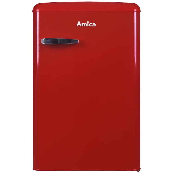 Amica KS15610R egyajtós hűtőszekrény, 106l, M: 86cm, A++ energiaosztály, Vörös retro