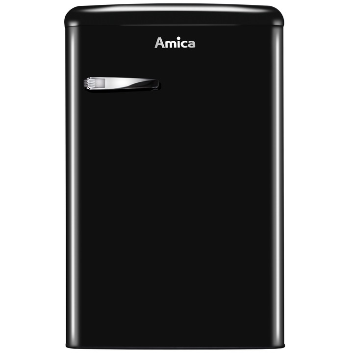 Amica KS15614S egyajtós hűtőszekrény, 106l, M: 86cm, A++ energiaosztály, Fekete retro