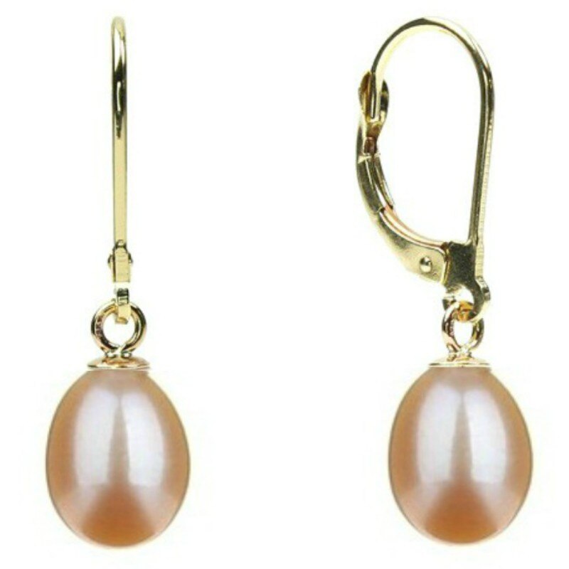 Cercei cu Perle Naturale Lacrima Crem si Tortite de Aur