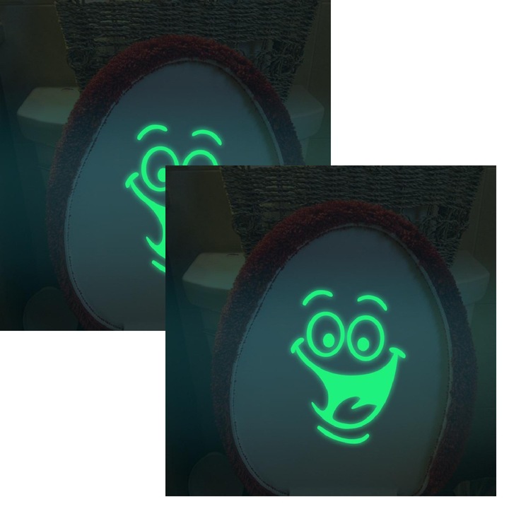Sticker decorativ pentru baie ZYBLSSBB LSM2xh3049-BCS0264509, autocolant fosforescent pentru capac WC din lemn, multicolor
