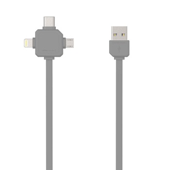 Cablu date USB-C, micro-USB, Lightning , 1,5m, gri Cablu date USB-C, micro-USB, Lightning , 1,5m, gri