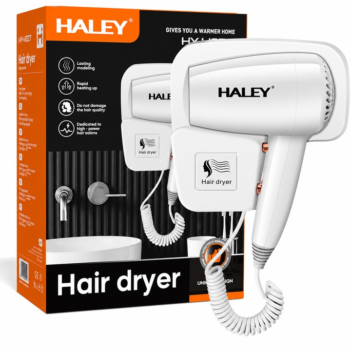 Haley HY-4027 Fali Hajszárító, 1300W, 3 Hőmérséklet Fokozat, 2.2 m Kábel, Levehető Szűrő