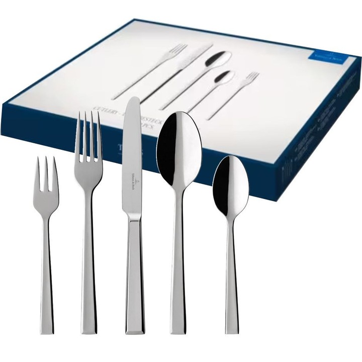 Villeroy & Boch – Victor 30 részes evőeszközkészlet, 6 személyes, mosogatógépben mosható, kések, villák, kanalak, étkészlet, rozsdamentes acél evőeszközök