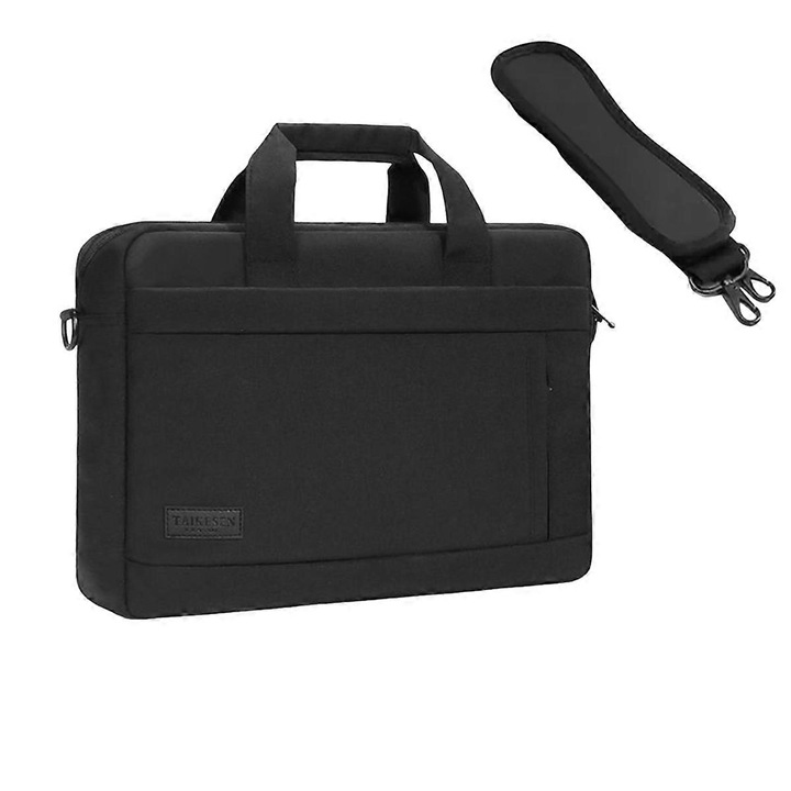Geanta pentru laptop din Oxford, cu maner si curea de umar, pentru 15.6 inch, negru