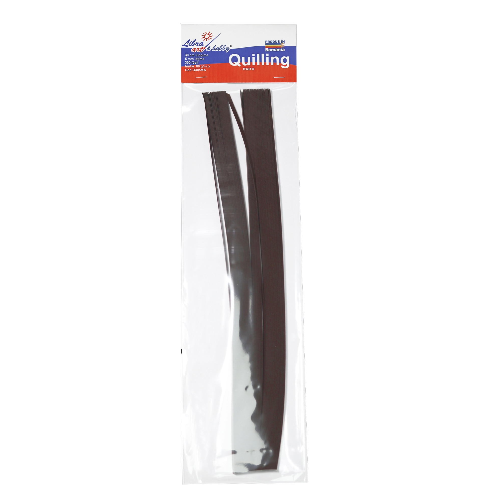 Hartie quilling maro 30 cm lungime 5 mm latime 300 fasii 80 grame