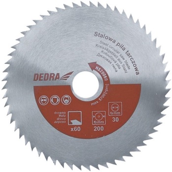 Disc circular pentru lemn 200x60x30 mm ,dinti otel, Dedra Disc circular pentru lemn 200x60x30 mm ,dinti otel, Dedra