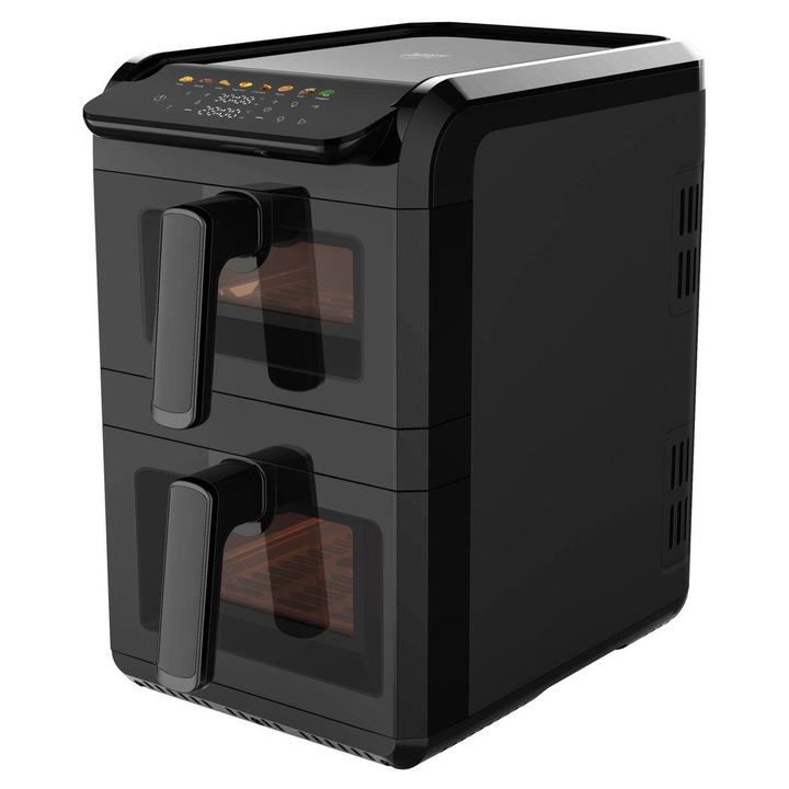 Friteuza Cu Aer Cald Adler Duala 10 L 2700 W Cu Doua Cosuri 4 L Si 6 L Control Independent Display LED 8 Programe 80–200°C