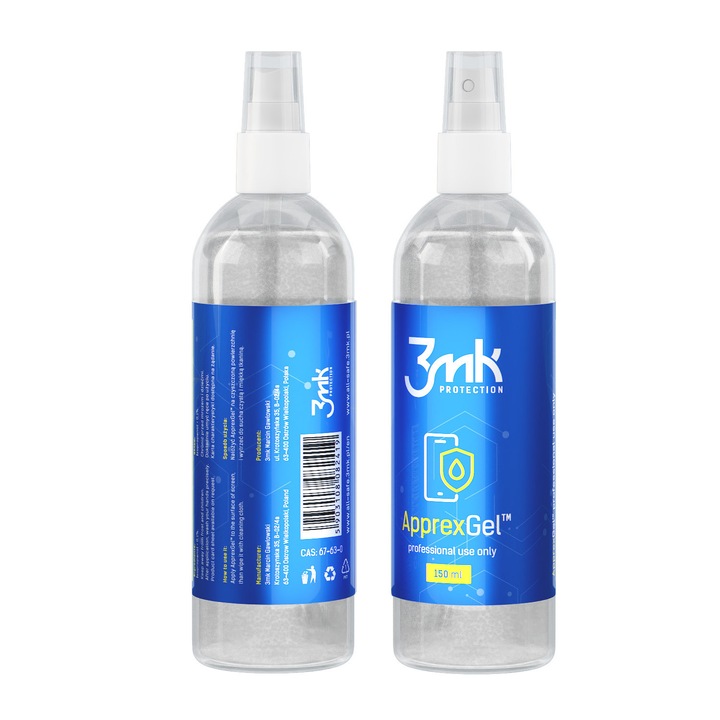 Gel de montaj pentru folie de protectie 3mk Protection Apprex Gel 133772, pentru aplicare folie ecran si reducerea bulelor, transparent, 150 ml