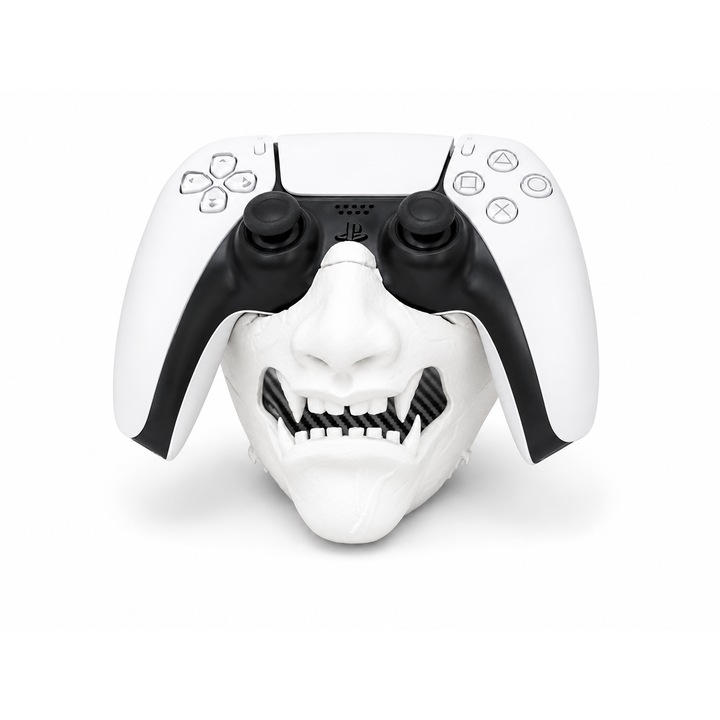 Demon típusú Gaming kontroller tartó, 3D design, Kompatibilis PS5 kontrollerrel, Fehér