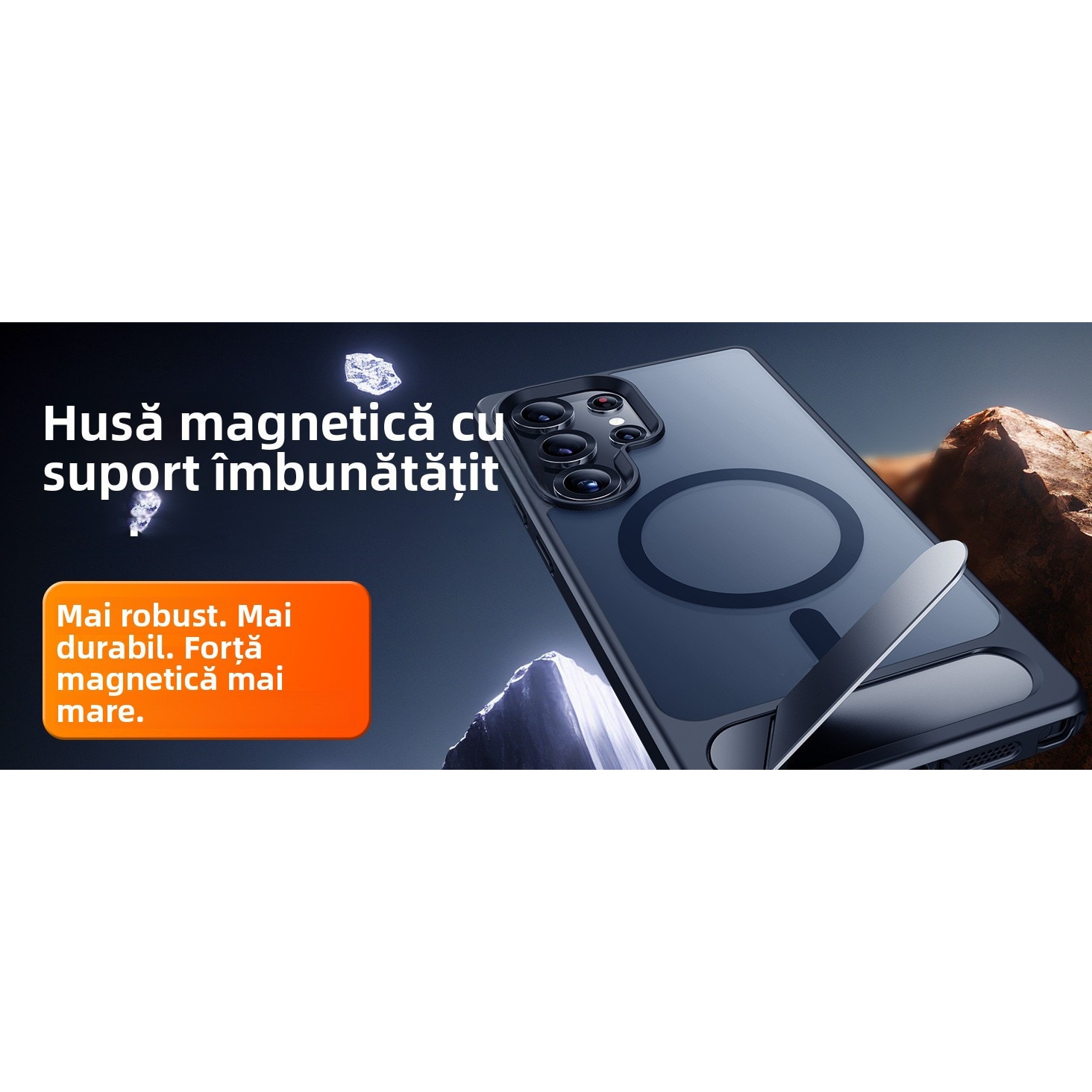 Husa pentru Samsung Galaxy s26 Ultra, compatibil cu magnetic, cu suport integrat, Design Mat, Protectie Antisoc, Textura Placuta la Atingere, Negru