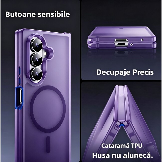 Husa pentru Samsung Galaxy Z Fold8 Ultra, compatibil cu magnetic, Design Mat, Protectie Antisoc, Textura Placuta la Atingere, Violet