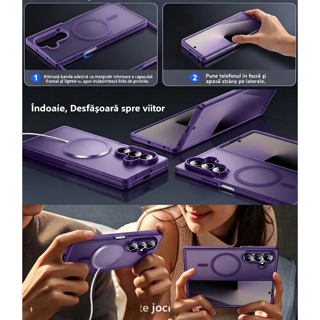 Husa pentru Samsung Galaxy Z Fold8 Ultra, compatibil cu magnetic, Design Mat, Protectie Antisoc, Textura Placuta la Atingere, Violet