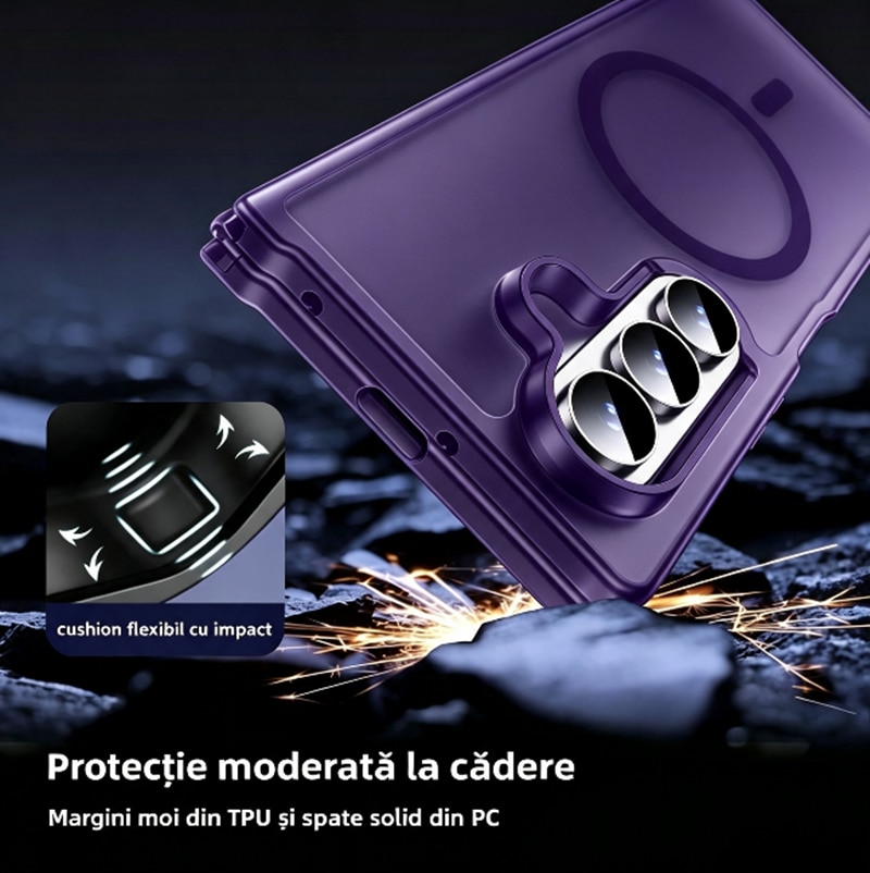 Husa pentru Samsung Galaxy Z Fold8 Ultra, compatibil cu magnetic, Design Mat, Protectie Antisoc, Textura Placuta la Atingere, Violet