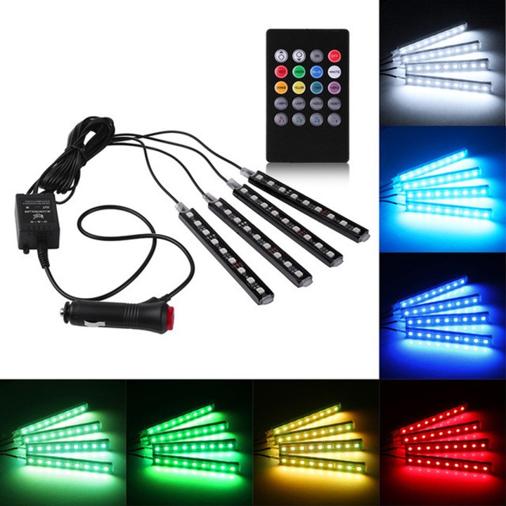 Kit Iluminare Ambientala Reflection Vision® SMD RGB LED Interior, Multicolor, Telecomanda