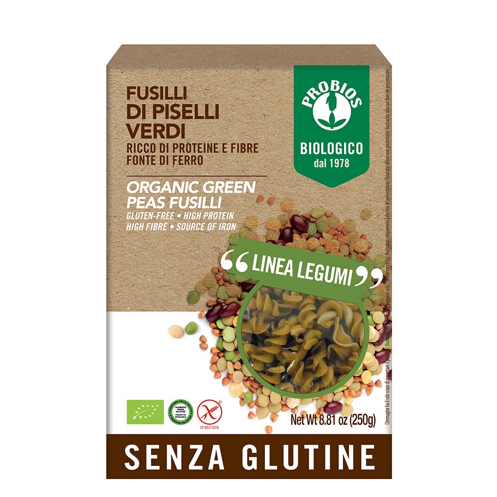 Fusilli din mazare verde- fara gluten, Bio, Probios, 250g