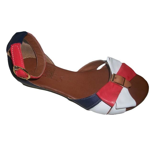 Sandale din piele naturala, cu talpa joasa, D&J Exclusive, Multicolor, 39