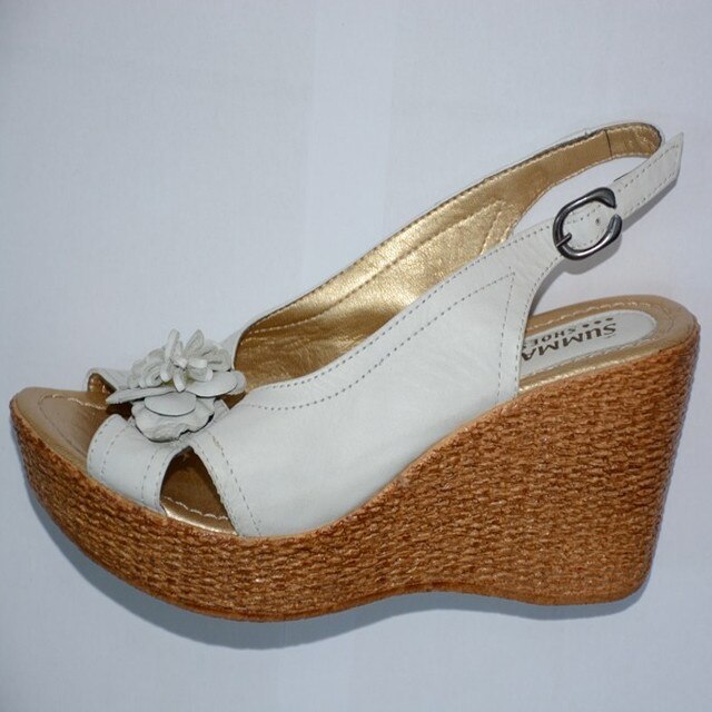 Sandale rafinate de dama cu platforma medie, D&J Exclusive,, Alb