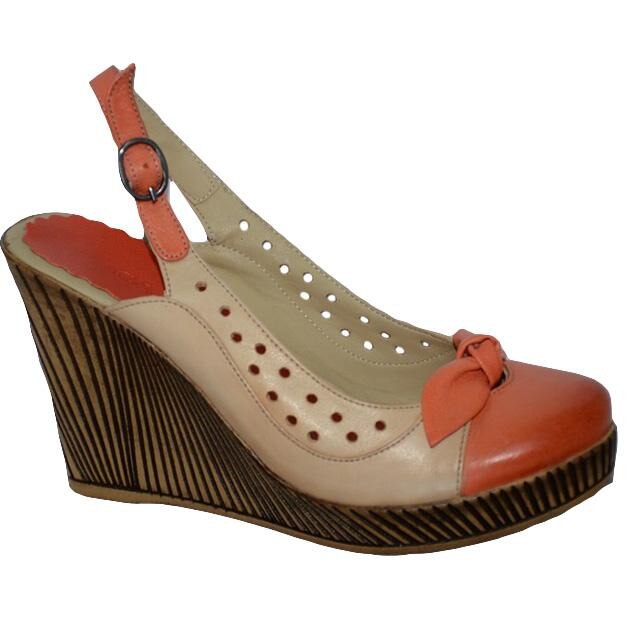 Sandale fashion cu varf inchis, talpa plina, D&J Exclusive, Bej/Corai, 39