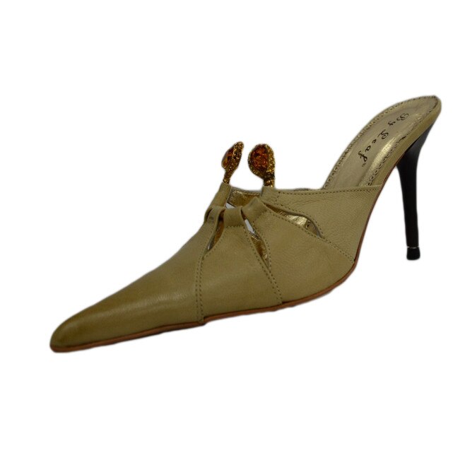 Sandale chic, din piele naturala, cu toc mediu, D&J Exclusive, Bej