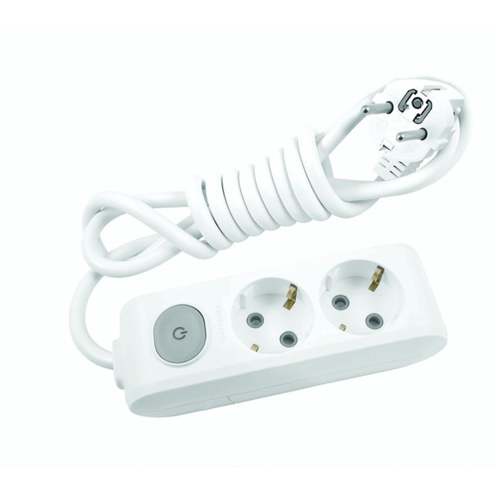 Разклонител Panasonic X-tendia двойка, 1,5 м кабел+ключ, Бял