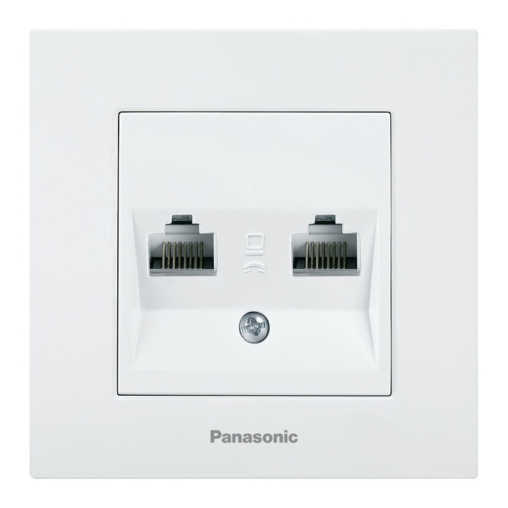 Компютърна розетка двойна Panasonic Karre Plus, 2xRJ45 Cat5e, Бял