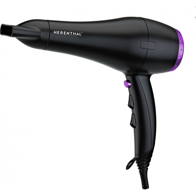Uscator de par Herenthal HT2200.25, 2200 W, 2 viteze, Cool Shot, concentrator detasabil, material fin cauciucat, Negru