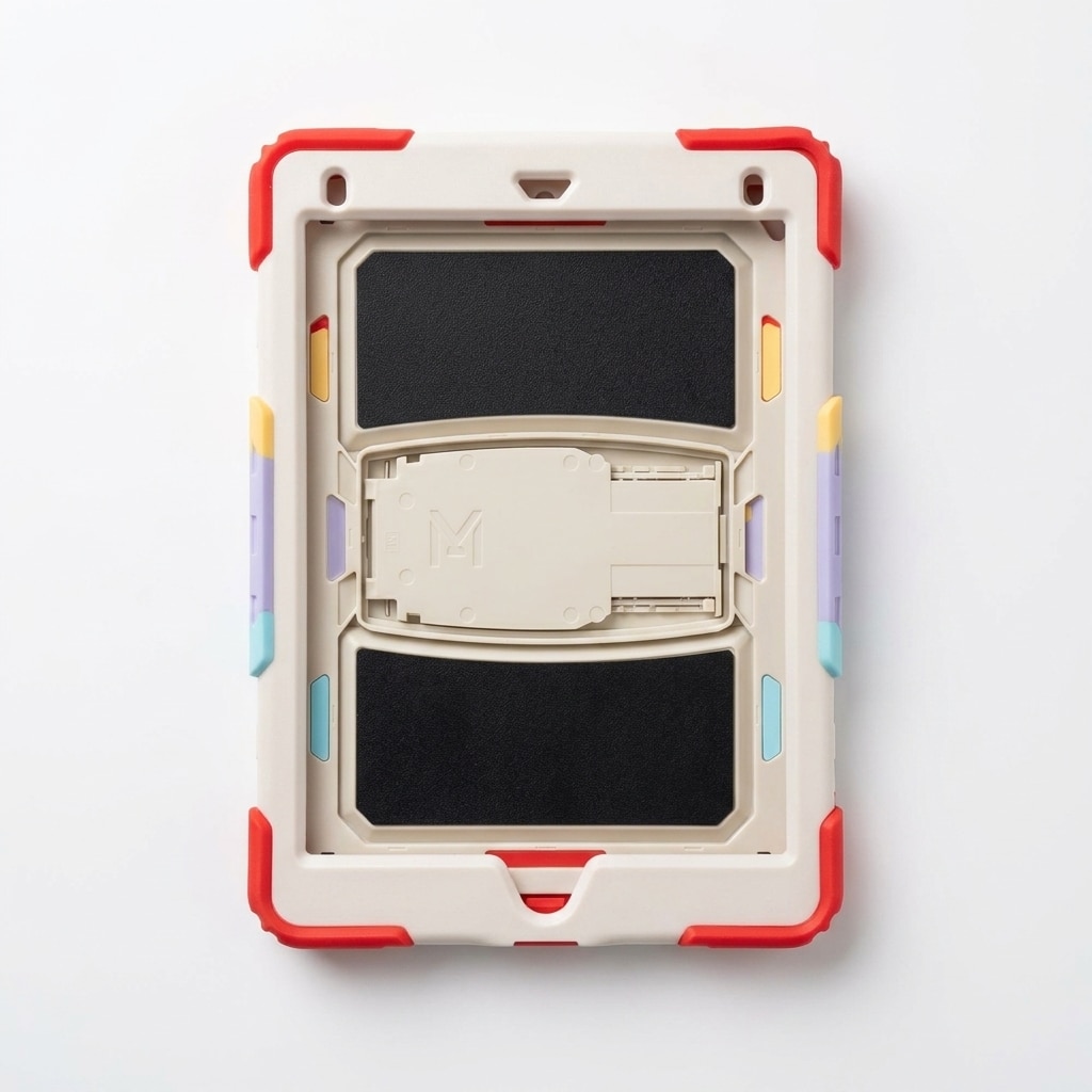 Husa tableta antisoc pentru iPad 9.7 inch gen 5/6 si Air 1/2, suport rotativ, curea de umar inclusa, multicolor camuflaj