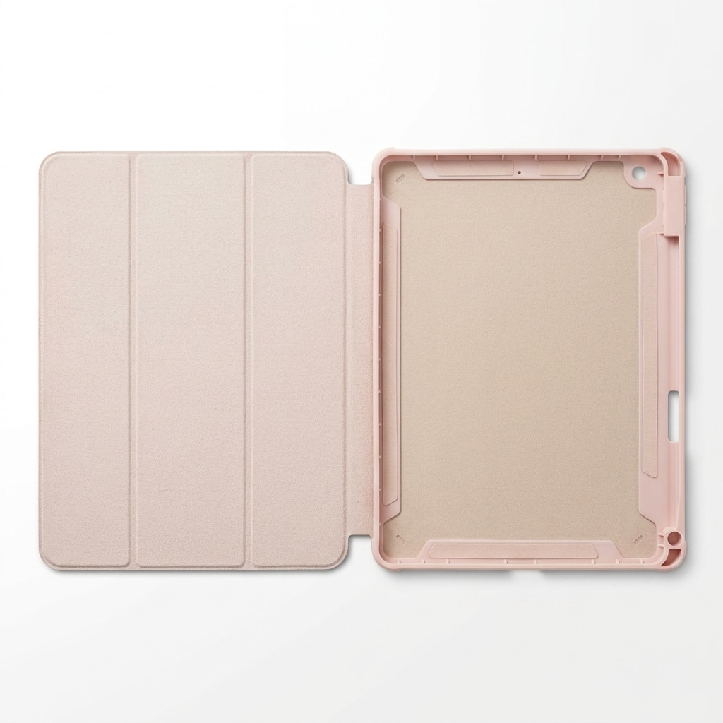 Husa tip carte pentru iPad 10.2 inch (gen 7/8/9), Smart Cover, slot creion, sleep/wake automat, roz pudra