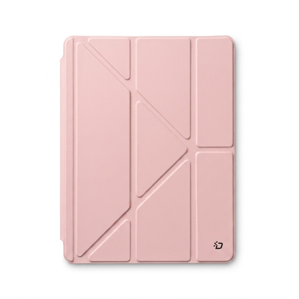 Husa tip carte pentru iPad 10.2 inch (gen 7/8/9), Origami multi-unghi, spate transparent, slot creion, roz