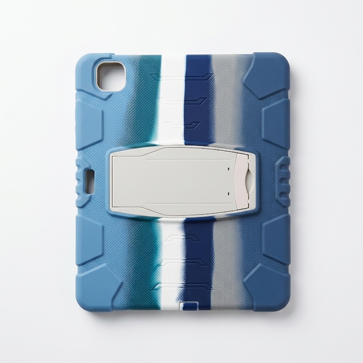 Husa tableta antisoc pentru iPad Pro 12.9 inch (2018-2022), design tie-dye, suport pliabil, slot creion, albastru