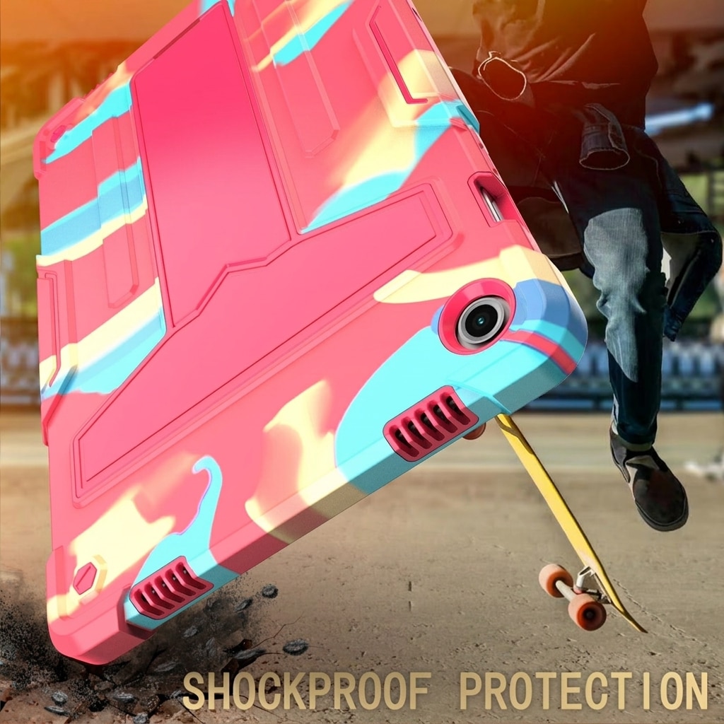 Husa tableta antisoc pentru Samsung Galaxy Tab A8 10.5 (X200/X205), protectie 3 straturi, suport pliabil, multicolor camuflaj