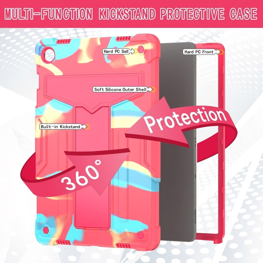 Husa tableta antisoc pentru Samsung Galaxy Tab A8 10.5 (X200/X205), protectie 3 straturi, suport pliabil, multicolor camuflaj