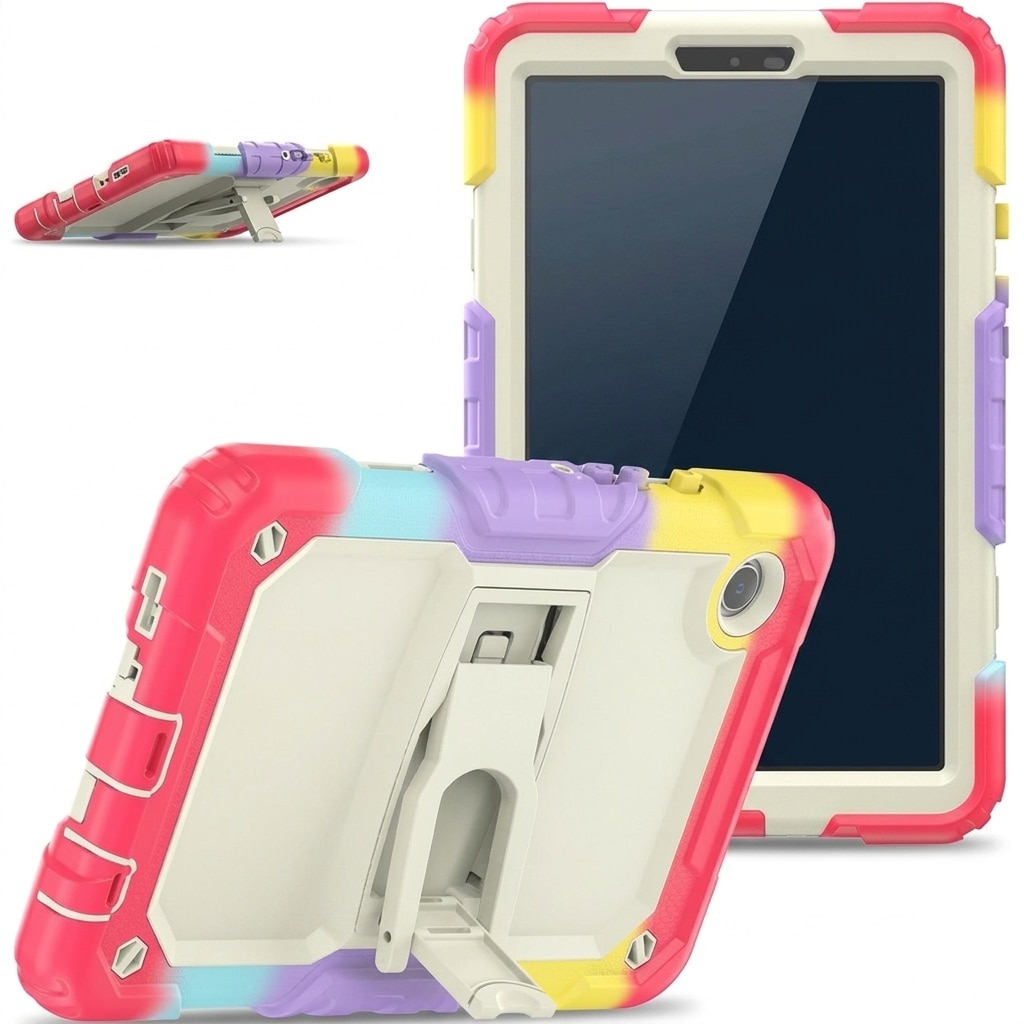 Husa tableta antisoc pentru Samsung Galaxy Tab A8 10.5 (X200/X205), suport pliabil, multicolor curcubeu