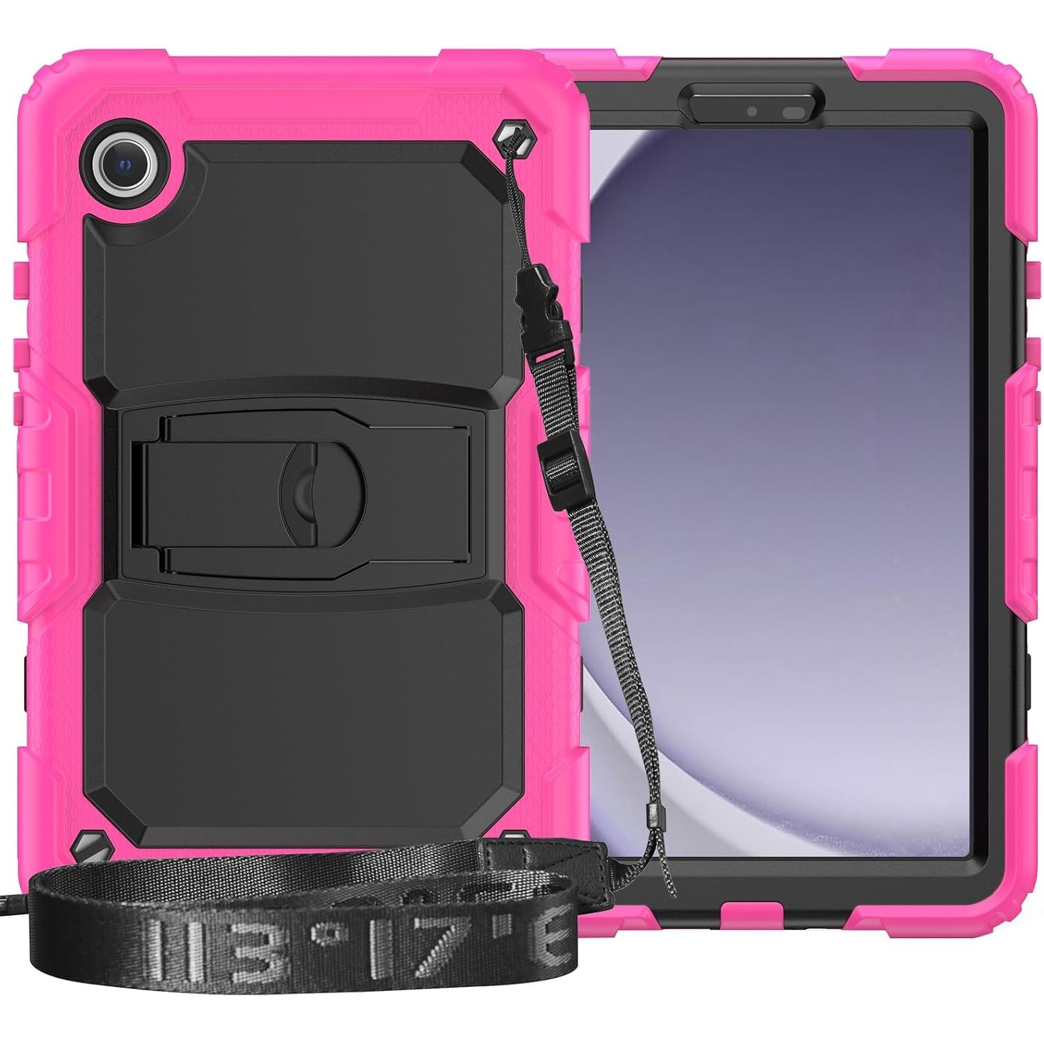 Husa antisoc pentru Samsung Galaxy Tab A8 10.5 (X200/X205), suport, curea de umar, roz