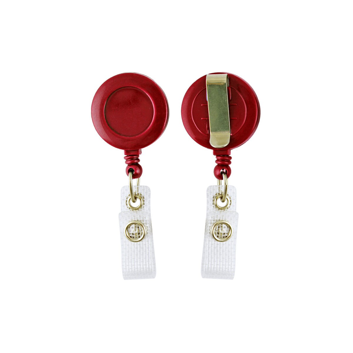 Set 25 buc. clips / rola cu fir (snur) retractabil pentru ecuson / legitimatie / card acces, bareta ranforsata, Rosu