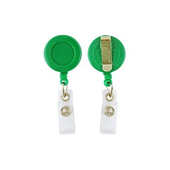 Set 25 buc. clips / rola cu fir (snur) retractabil pentru ecuson / legitimatie / card acces, bareta ranforsata, Verde Set 25 buc. clips / rola cu fir (snur) retractabil pentru ecuson / legitimatie / card acces, bareta ranforsata, Verde