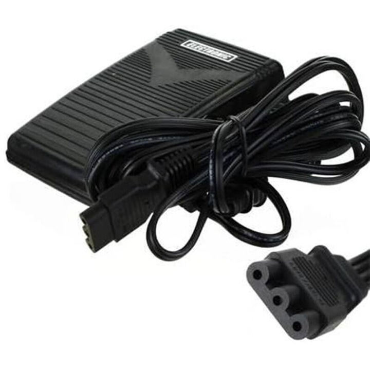 Pedala pentru masina de cusut 260815BM1138, cablu 2,5 m cu priza femela 2 pini plate, din ABS cu cauciuc antiderapant, negru, 12,5 x 8,5 x 6 cm