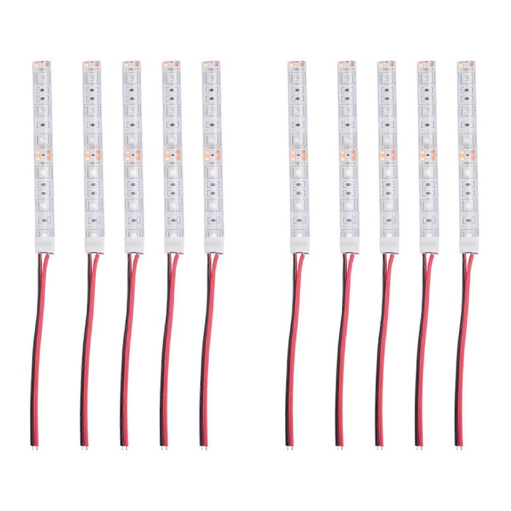 Banda LED 5050 SMD kp-k0548-260904-7237, 12V DC, impermeabila, 6 LED/10 cm, rosu, set 10 buc