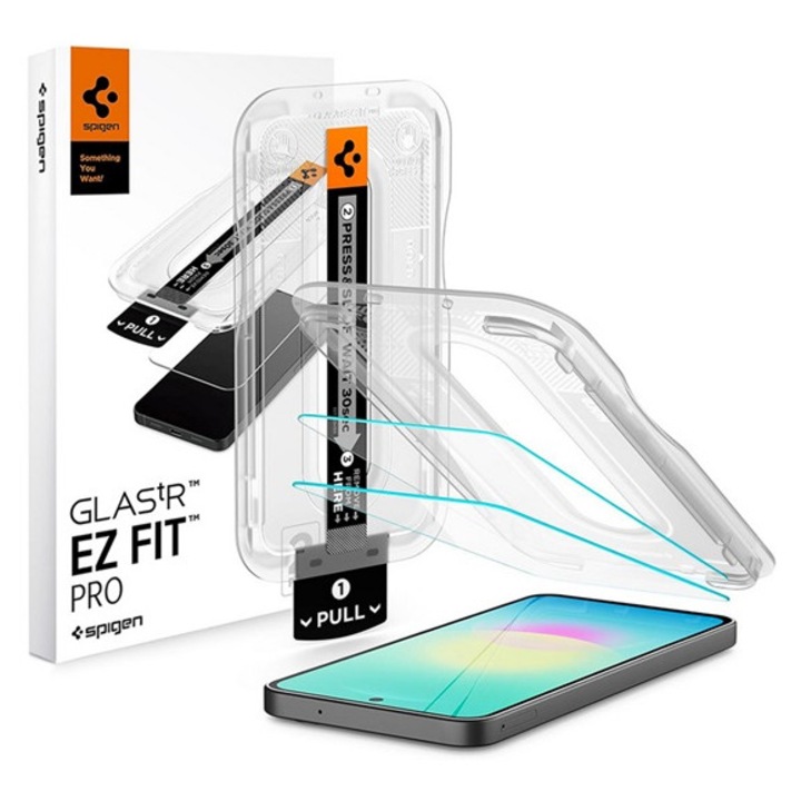 Spigen glass tr ez fit pro hd képernyővédő üveg 2db, 2.5d, tokbarát, ultravékony, 0.2mm, 9h + segédkeret, átlátszó, kompatibilis: Samsung A27 5G