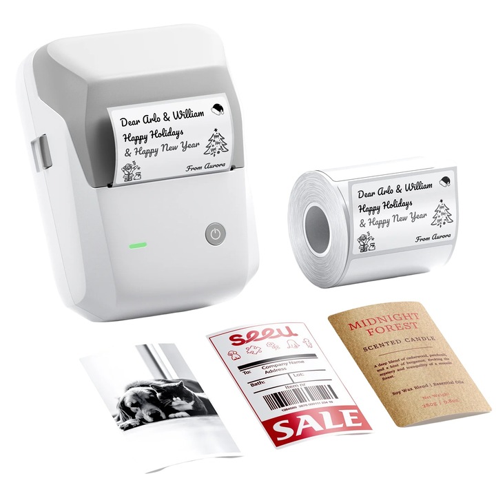 NIIMBOT B1 Pro termikus címkenyomtató, öntapadó címkékhez, tintamentes nyomtatás, Bluetooth, hordozható és kompakt, ezüst