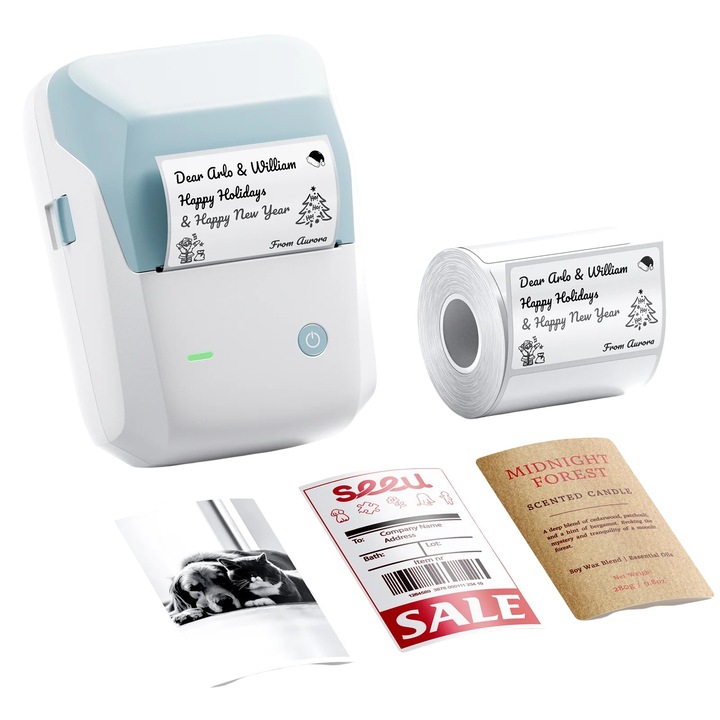 NIIMBOT B1 Pro termikus címkenyomtató, öntapadó címkékhez, tintamentes nyomtatás, Bluetooth, hordozható és kompakt, kék